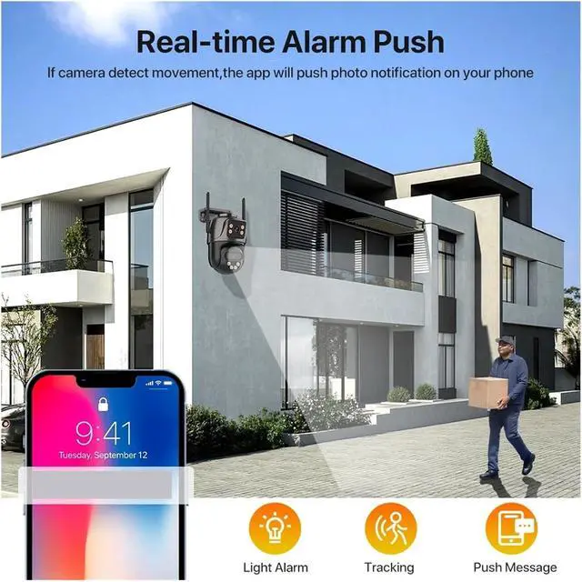 Alt view image 5 of 6 - Outdoor 4G SIM Card IP Camera Dual Screen Outdoor PTZ Camera Auto Tracking Security Video Surveillance ICsee(EU Plug)