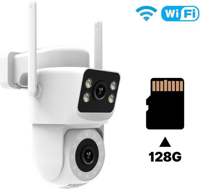 Alt view image 2 of 3 - Smart WiFi Outdoor Security Camera 4MP Dual Screen 2.4G/5G IP65 Waterproof Motion Detection Auto Track(Camera with 128G SD)