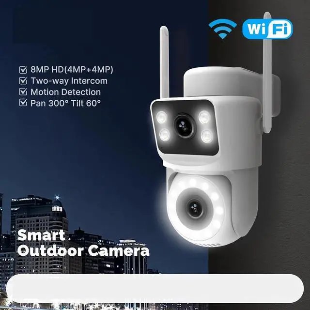 Alt view image 3 of 3 - Smart WiFi Outdoor Security Camera 4MP Dual Screen 2.4G/5G IP65 Waterproof Motion Detection Auto Track(Camera with 128G SD)