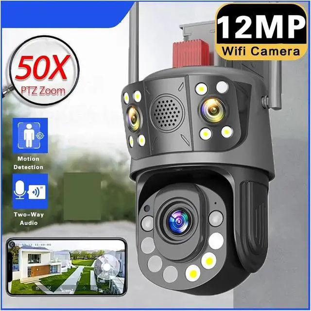 Alt view image 2 of 6 - 12MP 6K Triple-Screen PTZ Security Camera