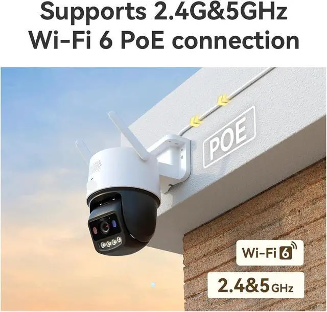 Alt view image 3 of 6 - Pro 6MP 5G WiFi IP Camera Red-Blue Warning Lights Outdoor POE Security Camera Full-Color Night Vision Human Detection(US Plug_6MP ADD 128G)