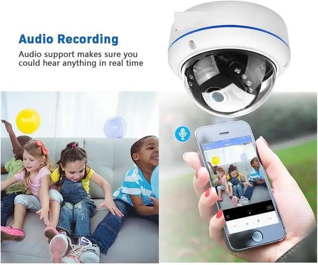 Alt view image 2 of 6 - H.265 5MP 3MP 2MP HD Surveillance IP Camera Audio Vandalproof IR Night Dome Security Camera P2P Video Surveillance(6mm,DC 12V 5MP)