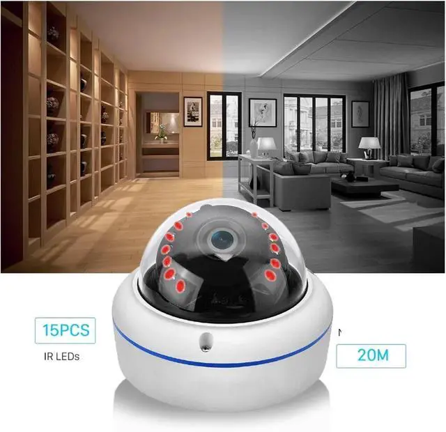 Alt view image 3 of 6 - H.265 5MP 3MP 2MP HD Surveillance IP Camera Audio Vandalproof IR Night Dome Security Camera P2P Video Surveillance(6mm,DC 12V 5MP)