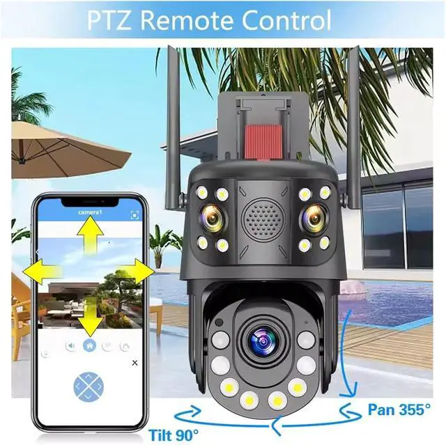 Alt view image 4 of 6 - 12MP 6K Triple-Screen PTZ Security Camera