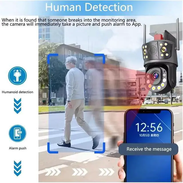 Alt view image 6 of 6 - 12MP 6K Triple-Screen PTZ Security Camera