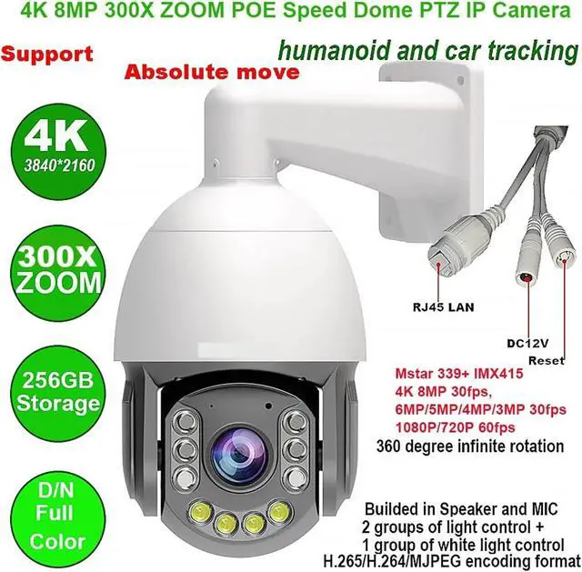 Alt view image 2 of 7 - 4K 8MP 300X Zoom Absolute Move POE Speed Dome PTZ IP Camera IVM4200 P2P IMX415 SD 256GB(4K 8MP 30fps POE)