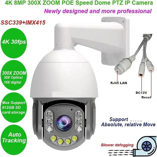 Alt view image 3 of 7 - 4K 8MP 300X Zoom Absolute Move POE Speed Dome PTZ IP Camera IVM4200 P2P IMX415 SD 256GB(4K 8MP 30fps POE)