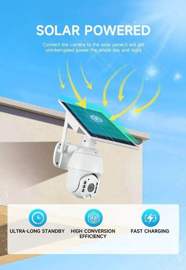 Alt view image 3 of 7 - 4MP Solar Security Camera Wireless Outdoor, 4G LTE & WiFi PTZ Solar Powered Metal Body Camera, Two Way Audio, Motion Detection Alarm, Color Night Vision, IP66 Waterproof, for Ubox App4
