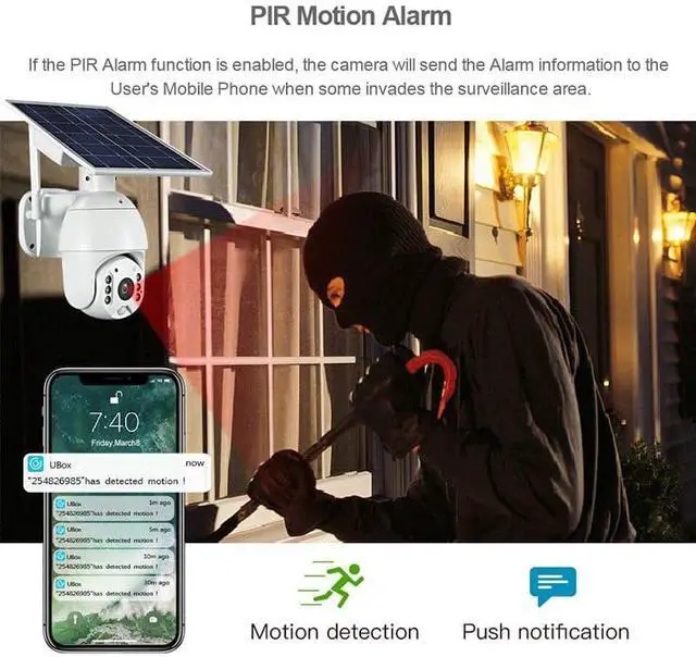 Alt view image 5 of 7 - 4MP Solar Security Camera Wireless Outdoor, 4G LTE & WiFi PTZ Solar Powered Metal Body Camera, Two Way Audio, Motion Detection Alarm, Color Night Vision, IP66 Waterproof, for Ubox App4