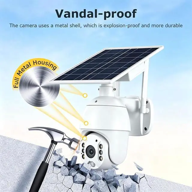 Alt view image 4 of 7 - 4MP Solar Security Camera Wireless Outdoor, 4G LTE & WiFi PTZ Solar Powered Metal Body Camera, Two Way Audio, Motion Detection Alarm, Color Night Vision, IP66 Waterproof, for Ubox App4