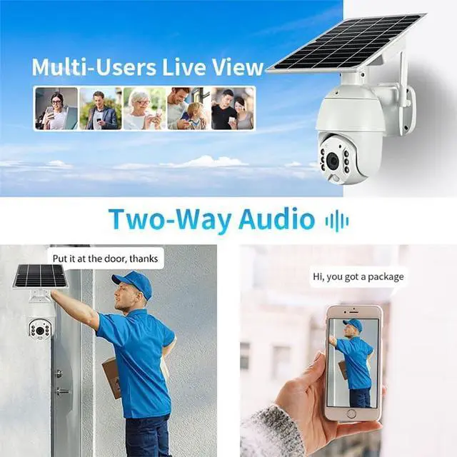 Alt view image 7 of 7 - 4MP Solar Security Camera Wireless Outdoor, 4G LTE & WiFi PTZ Solar Powered Metal Body Camera, Two Way Audio, Motion Detection Alarm, Color Night Vision, IP66 Waterproof, for Ubox App4