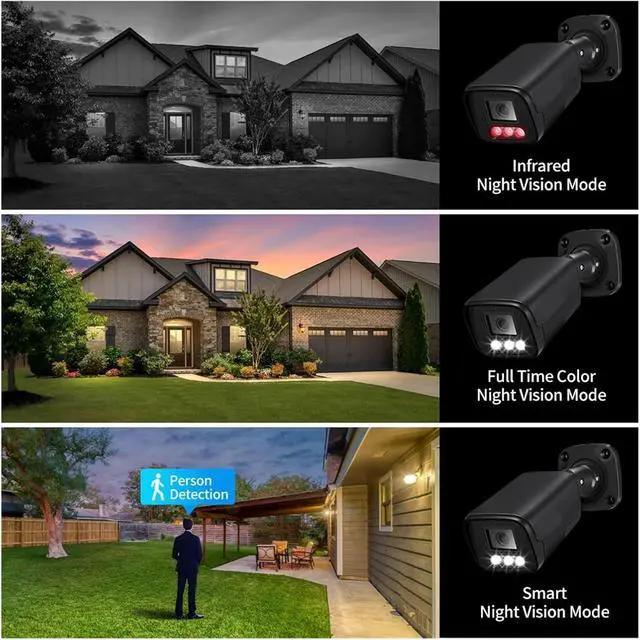 Alt view image 3 of 6 - 8MP 4K IP Camera Outdoor Ai Face Recognition H.265 Black CCTV RTSP Color Night Vision 4MP POE Human Audio Security Camera(3.6mm,4MP POE AI Camera)