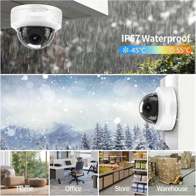 Alt view image 6 of 6 - 8MP 4K IP Camera IK10 Explosion-Proof Outdoor Face Detection H.265 Metal Dome CCTV Security Video Surveillance(3.6mm,4MP POE AI Camera)