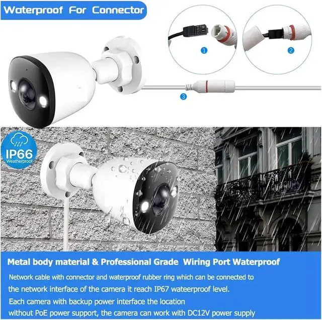 Alt view image 3 of 6 - PoE IP Security Camera Outdoor with Audio 4K 5MP 4MP Surveillance Color Night Vision Fish Eye Ultra Wide Angle Lens 1.6mm/2.8mm(1.6mm,4MP POE)