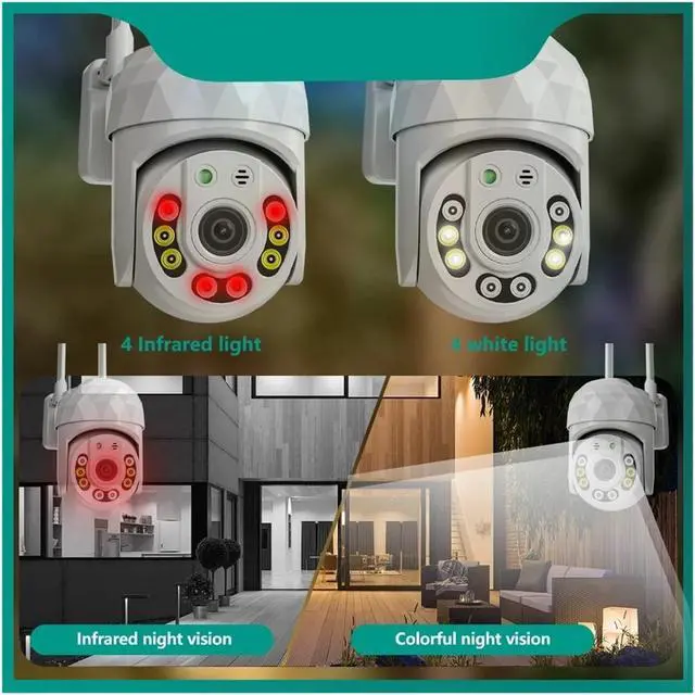 Alt view image 2 of 6 - V380 Pro 2MP Ultra HD PTZ 2.4G WiFi LED Outdoor H265 AI Human Detection 1080P IP Camera Auto Tracking Video Surveillance(US Plug,2MP Camera)