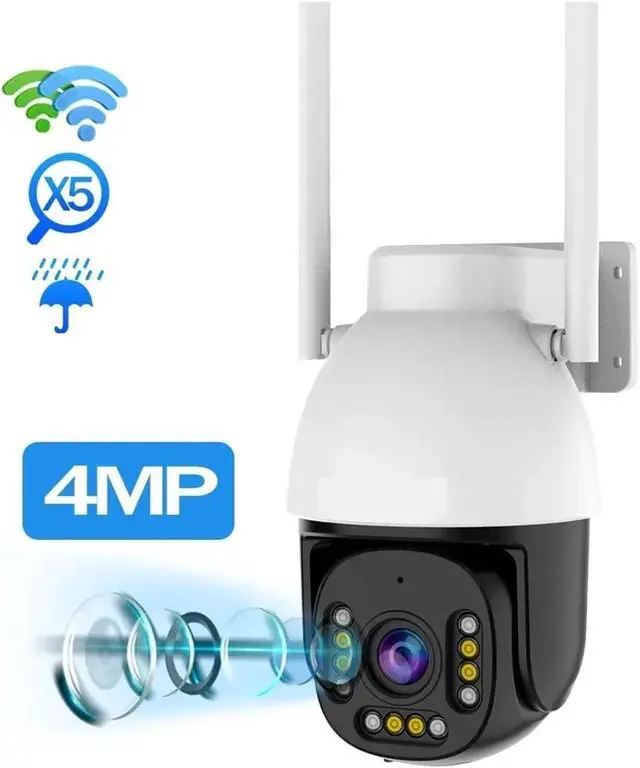 Alt view image 2 of 5 - Outdoor Wireless 4MP 5X Zoom IP Camera Security Protection Waterproof IR Color Night Smart Home Clear from Distance(US Plug,3MP Add 16GB SD Card)
