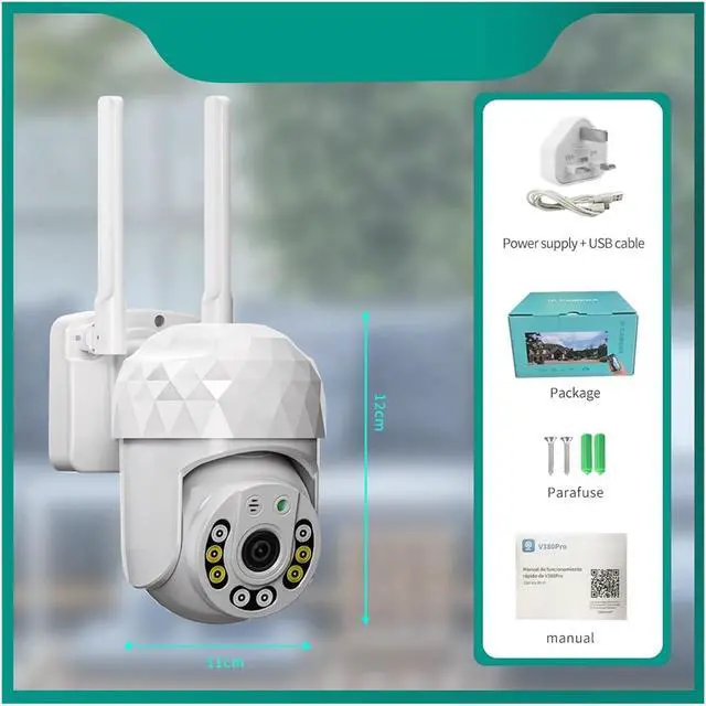 Alt view image 5 of 6 - V380 Pro 2MP Ultra HD PTZ 2.4G WiFi LED Outdoor H265 AI Human Detection 1080P IP Camera Auto Tracking Video Surveillance(US Plug,2MP Camera)