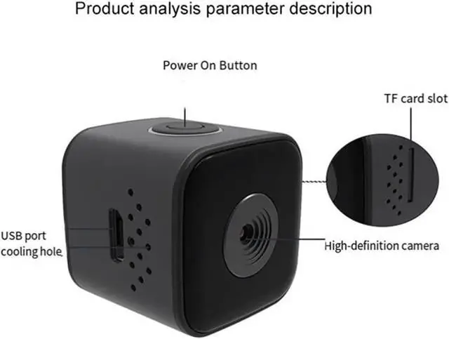 Alt view image 6 of 6 - 1080P HD Matte Micro Mini Security Camera with Night Light & Motion Detection, Portable Video Recorder DV Built-in 32G Storage