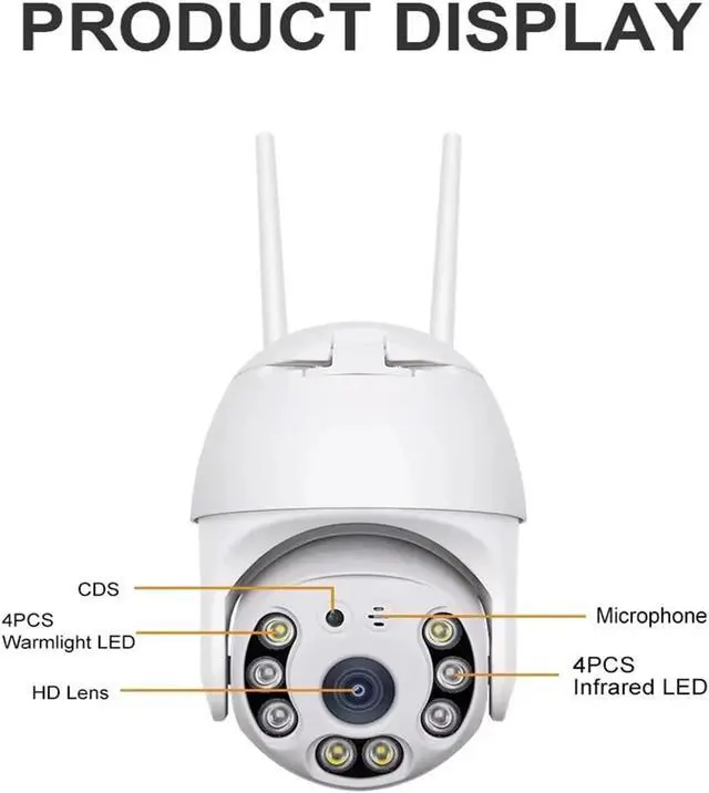Alt view image 6 of 6 - ICSEE 5MP HD Camera Motion Detection Alarm Automatic Tracking Outdoor IP WiFi PTZ CCTV Cameras Surveillance Camera P2P(UK Plug_5MP)