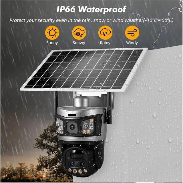 Alt view image 7 of 7 - 6MP Dual-Lens PTZ Camera - Outdoor 4G Solar Security