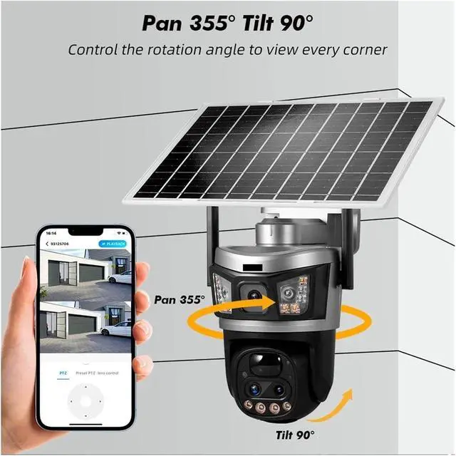 Alt view image 6 of 7 - 6MP Dual-Lens PTZ Camera - Outdoor 4G Solar Security