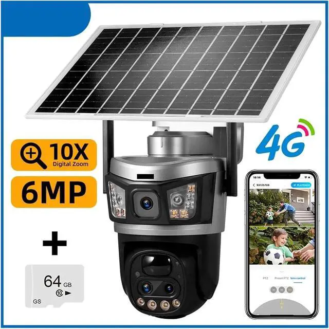 Alt view image 2 of 7 - 6MP Dual-Lens PTZ Camera - Outdoor 4G Solar Security