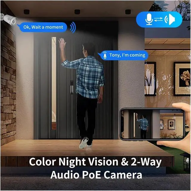 Alt view image 5 of 7 - 4K 8MP IP Camera Outdoor POE Video Surveillance Record CCTV Security Street Motion Alarm Color Night Vision