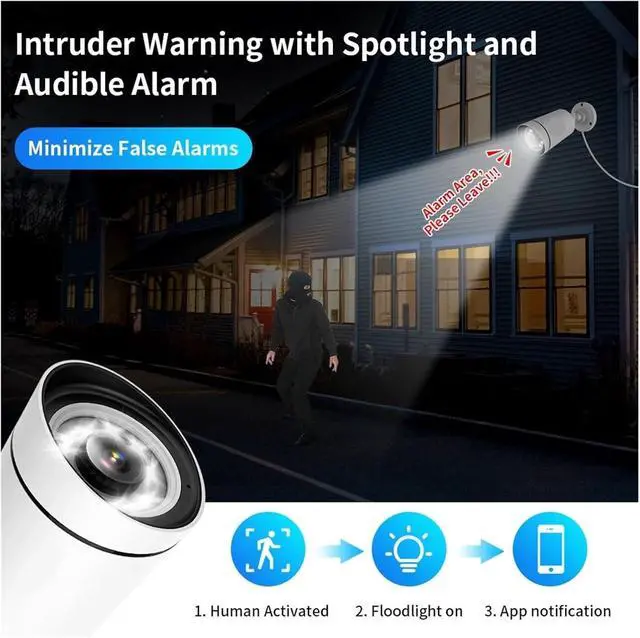 Alt view image 4 of 7 - 4K 8MP IP Camera Outdoor POE Video Surveillance Record CCTV Security Street Motion Alarm Color Night Vision