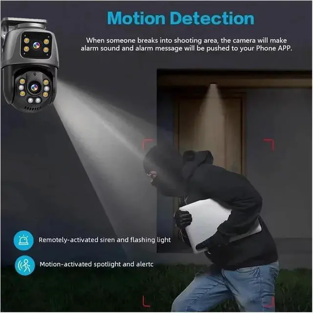 Alt view image 3 of 6 - 8MP 4K Dual Lens POE IP Camera PTZ Dual Screens Smart Home 360° PTZ Wired Video Surveillance Camera Motion Detection CCTV ICsee(8MP Camera 64G Card)