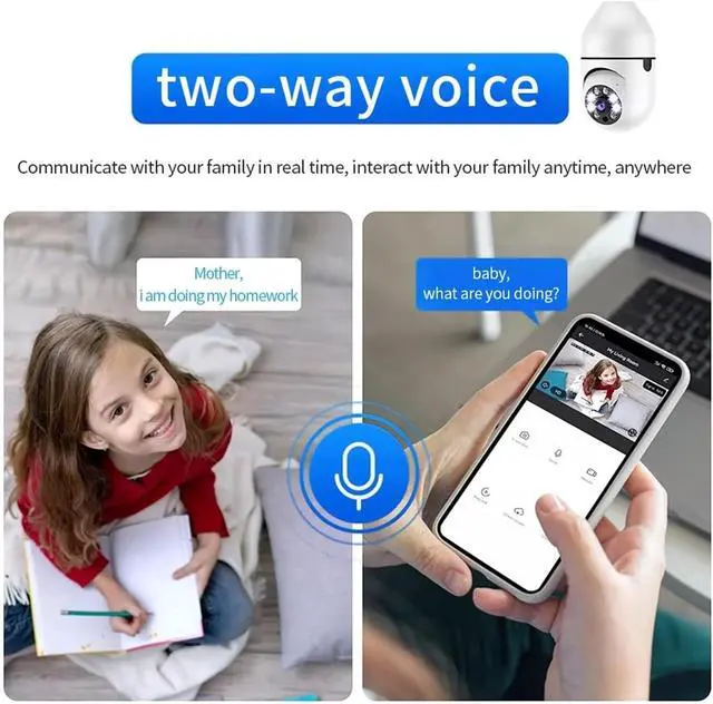 Alt view image 4 of 7 - Bulb E27 Surveillance Camera Full Color Night Vision Automatic Human Tracking Zoom Indoor Security Monitor WiFi Miini IP Camera