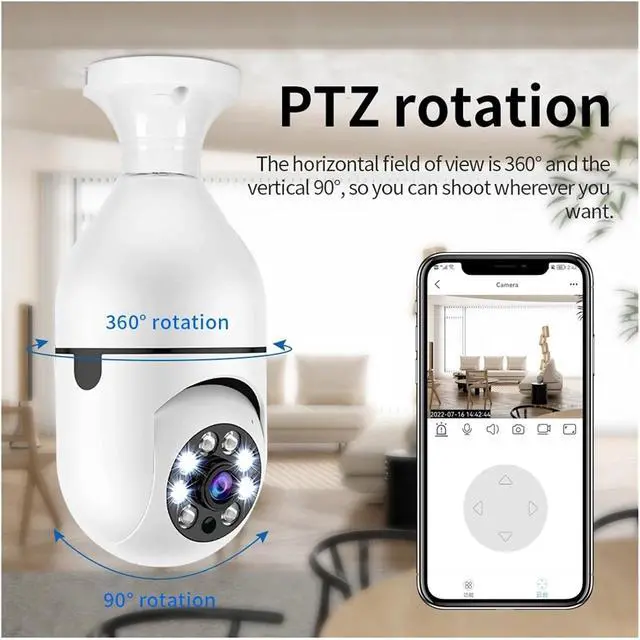Alt view image 3 of 7 - Bulb E27 Surveillance Camera Full Color Night Vision Automatic Human Tracking Zoom Indoor Security Monitor WiFi Miini IP Camera