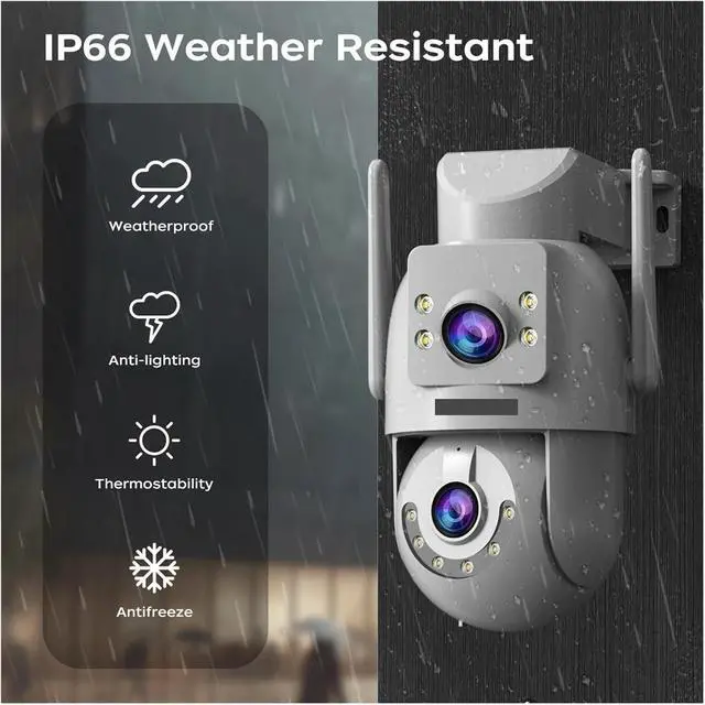 Alt view image 3 of 6 - 6MP HD WiFi IP Camera Outdoor Dual Lens Dual Screen Auto Tracking Security PTZ Camera CCTV Audio Video Surveillance(EU Plug,6MP CAM)