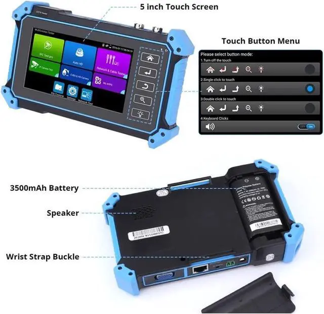Alt view image 5 of 7 - CCTV Tester, Rsrteng IPC-9800MOVTADHS Plus+ Full Features CCTV Camera Tester 7-inch IPS Touch Screen Monitor with HD-TVI HD-CVI AHD SDI IP Support OPM VFL TDR POE 4K H.265