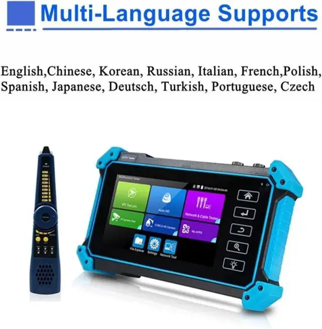Alt view image 3 of 7 - CCTV Tester, 4K CCTV Monitor Tester IPC5200C IP Camera Analog Video Surveillance PoE RJ45 TDR Cable Test(IPC-5100C Plus)
