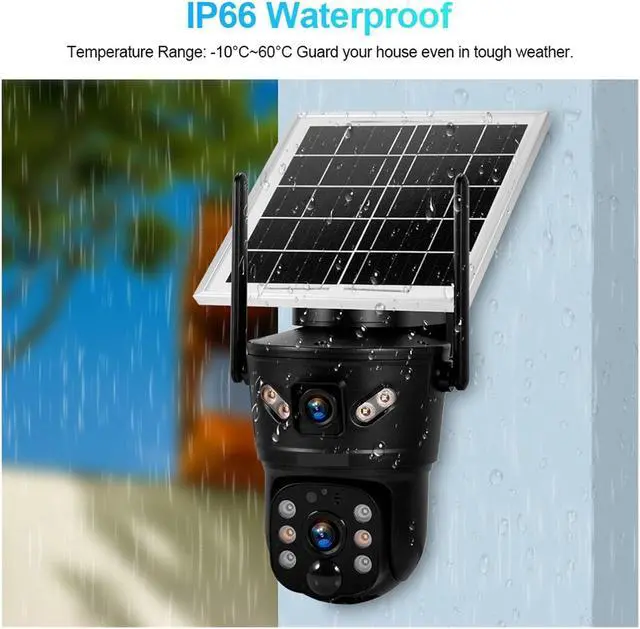 Alt view image 3 of 7 - 6MP WiFi 4G Solar Camera Dual Lens IP Camera Outdoor Waterproof Surveillance CCTV Video Home Security Solar Panel(WiFi Cam and 128GB)