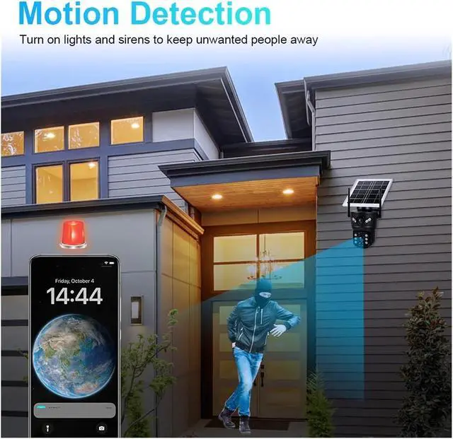 Alt view image 7 of 7 - 6MP WiFi 4G Solar Camera Dual Lens IP Camera Outdoor Waterproof Surveillance CCTV Video Home Security Solar Panel(WiFi Cam and 128GB)