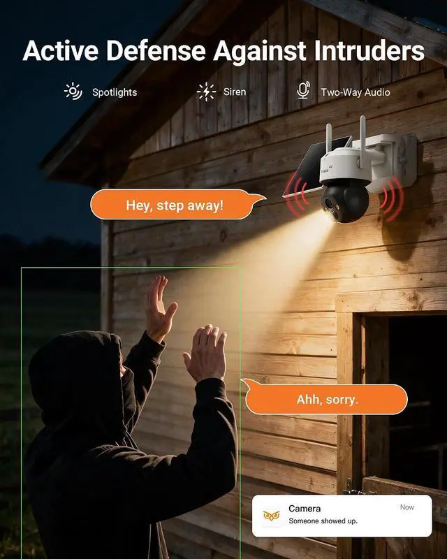Alt view image 5 of 7 - Anlapus 4G LTE Cellular Security Camera, 4MP 2.5K Solar Powered Camera