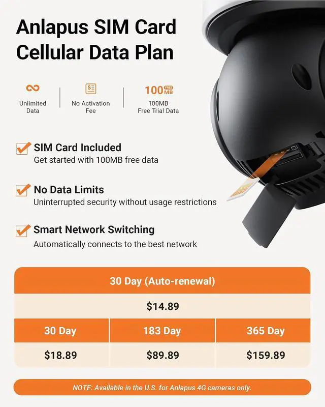 Alt view image 7 of 7 - Anlapus 4G LTE Cellular Security Camera, 4MP 2.5K Solar Powered Camera