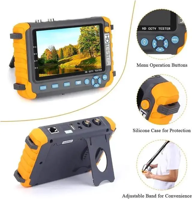 Alt view image 3 of 7 - CCTV Tester, Security Camera Tester IV8W 5 Inch Monitor Portable CVBS 8MP AHD/CVI/TVI 4-in-1 Support PTZ VGA Input(IV8W with HDMI VGA)