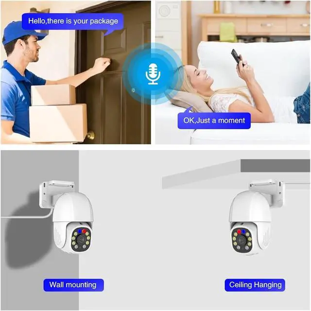 Alt view image 4 of 6 - 4K POE PTZ Surveillance IP Security Camera Red-Blue Warning Light 8MP/5MP/3MP Option Color Night Vision CCTV(3MP POE)