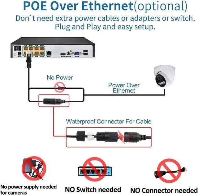 Alt view image 4 of 6 - 4K 8MP POE IP Camera Audio H.265 Wide Angle 2.8mm AI Color Night Vision Home CCTV Video Surveillance Security(2.8mm,POE 8MP)