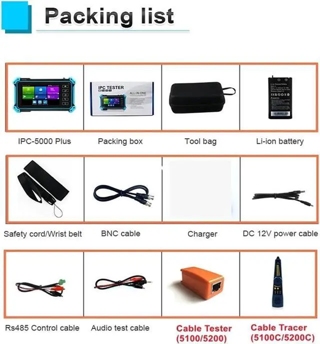 Alt view image 7 of 7 - CCTV Tester, CCTV Tester IPC-5200C Plus 5.4inch IPS Touch Screen 8MP IP CVI TVI AHD Analog in 1 VGA & 4K HD Input Camera(IPC-5200C Plus)