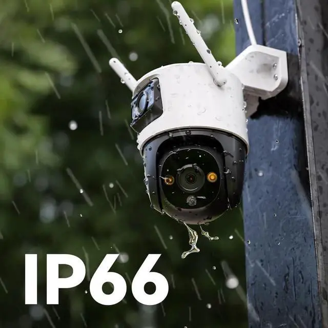Alt view image 3 of 3 - 4K 8MP Dual Lens WiFi PTZ Outdoor Security Camera, IP66 Waterproof Vehicle Detection Home Surveillance IP Cam(US,Cruiser Dual 10MP)