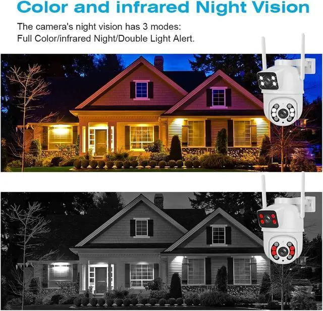 Alt view image 3 of 6 - 4K 8MP Outdoor PTZ WiFi Security Cam, Dual Lens Dual Screens, AI Human Detection Wireless CCTV Surveillance(EU Plug,8MP ADD 128G)