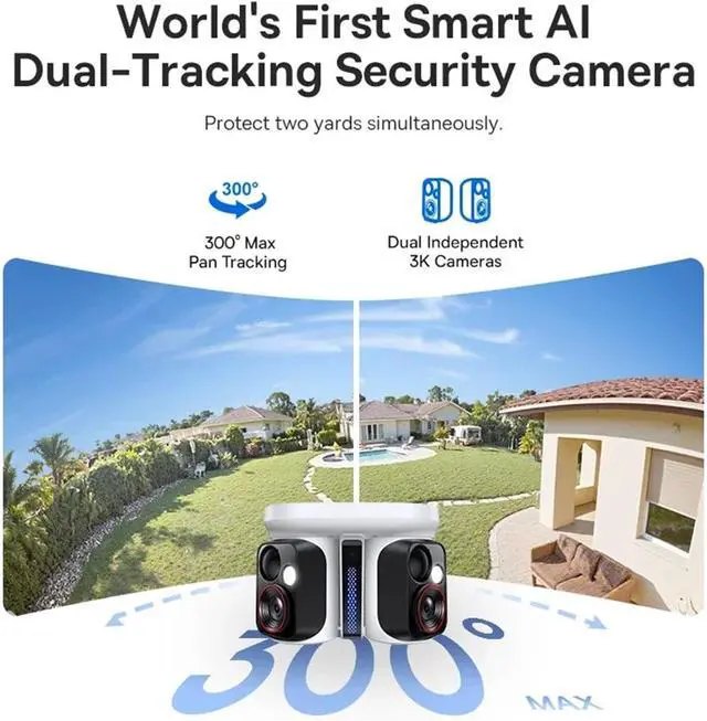 Alt view image 4 of 7 - 3K Outdoor Dual Lens Wireless Security Cam with Solar Panel, Face Recognition & Smart AI Auto Tracking for Home Surveillance(X1 Pro NO SD Card)