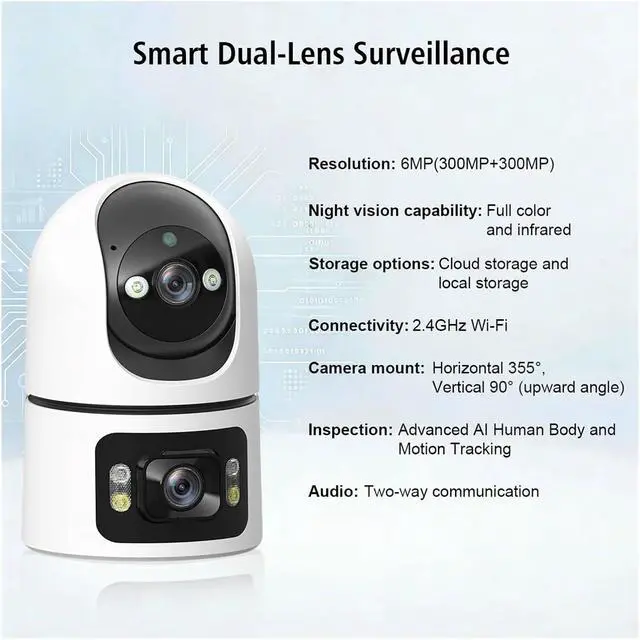 Alt view image 4 of 6 - PTZ WiFi Outdoor Home Security Camera, 355°Pan 90°Tilt Motion Detection Two-Way Audio Video Surveillance Cam(8MP Add 16G Card)