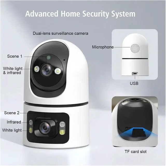 Alt view image 5 of 6 - PTZ WiFi Outdoor Home Security Camera, 355°Pan 90°Tilt Motion Detection Two-Way Audio Video Surveillance Cam(8MP Add 16G Card)