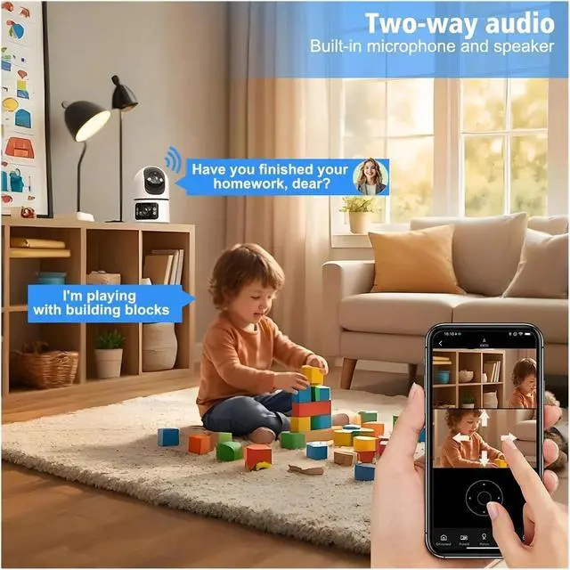 Alt view image 6 of 6 - PTZ WiFi Outdoor Home Security Camera, 355°Pan 90°Tilt Motion Detection Two-Way Audio Video Surveillance Cam(8MP Add 16G Card)