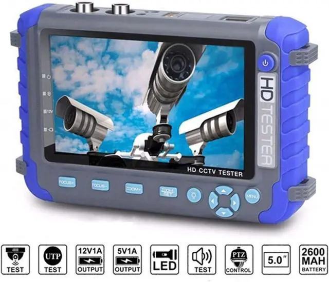 Alt view image 2 of 7 - CCTV Tester, 5 Inch 4 in 1 CCTV Tester,AHD TVI CVI Video Surveillance Supports 8MP,DC12V Output Camera Portable