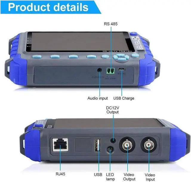 Alt view image 5 of 7 - CCTV Tester, 5 Inch 4 in 1 CCTV Tester,AHD TVI CVI Video Surveillance Supports 8MP,DC12V Output Camera Portable